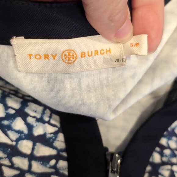 Tory Burch Vienna Dress Womens Size Small Blue Zippered Short Sleeve Fit & Flare - Picture 13 of 14